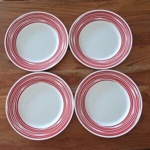Corelle Strokes of Color Red Striped Dinner Plates 10.75"